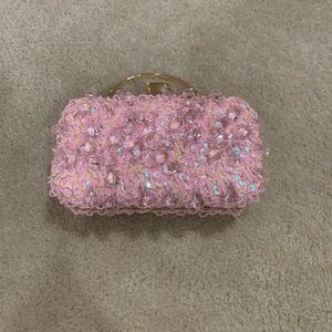 Pink clutch evening bag